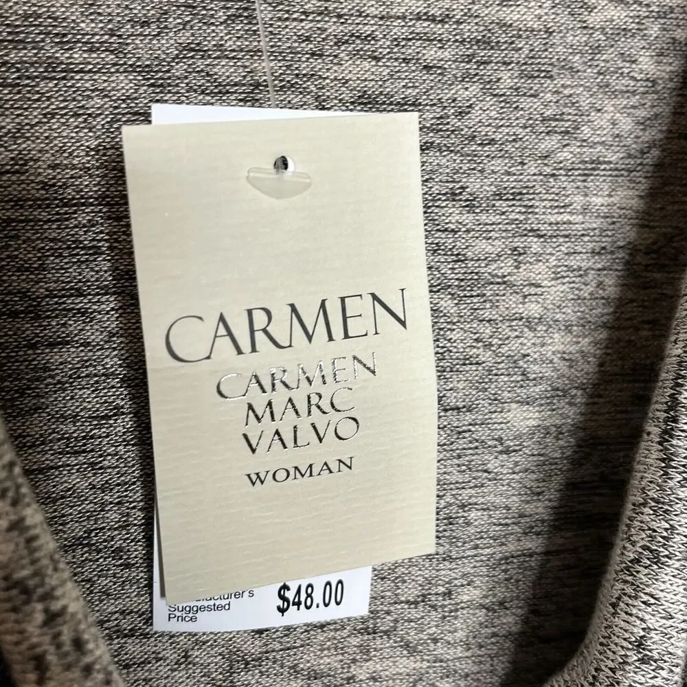 Carmen Marc Valvo Cowl Neck Knit Top Heather Tan Womens 1X Long Sleeve - Picture 5 of 7